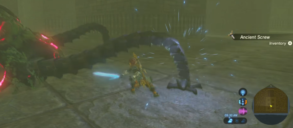 Link fighting the roaming Guardian