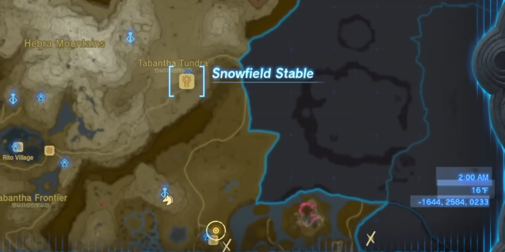 Snowfield Stable Map Location TotK