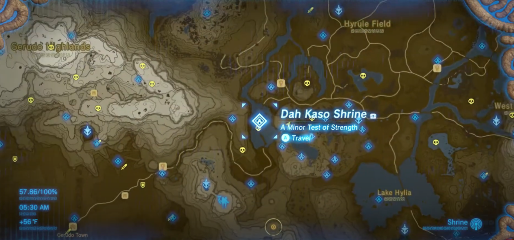 Dah Kaso Shrine Map Location