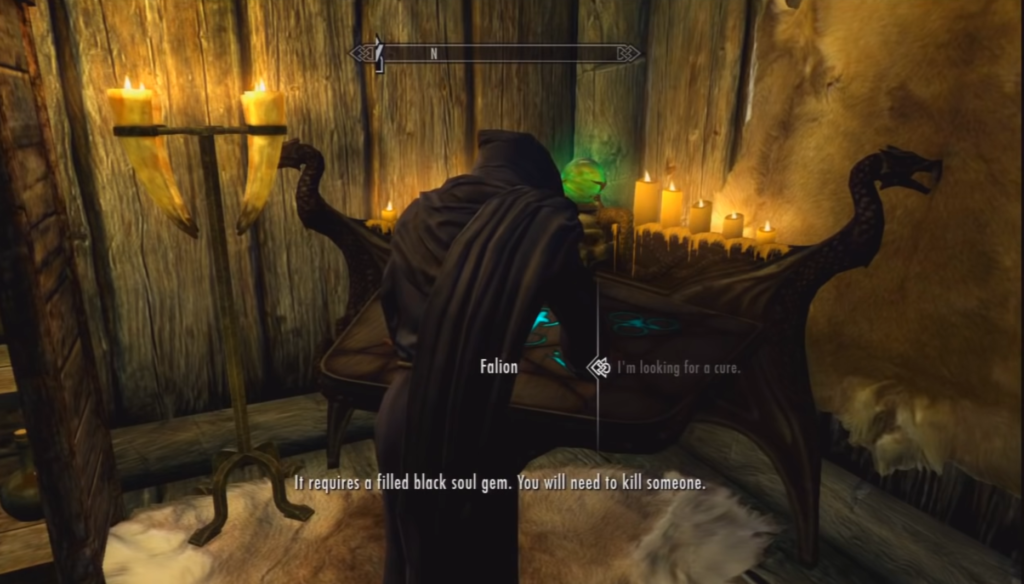 Talking to Falion the mage