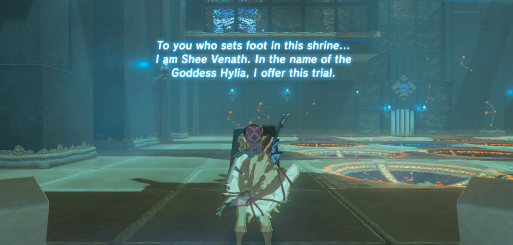 Link enters Shee Venath Shrine Botw